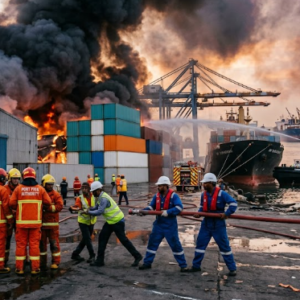 Fire in Port: Ship and Shore Cooperation
